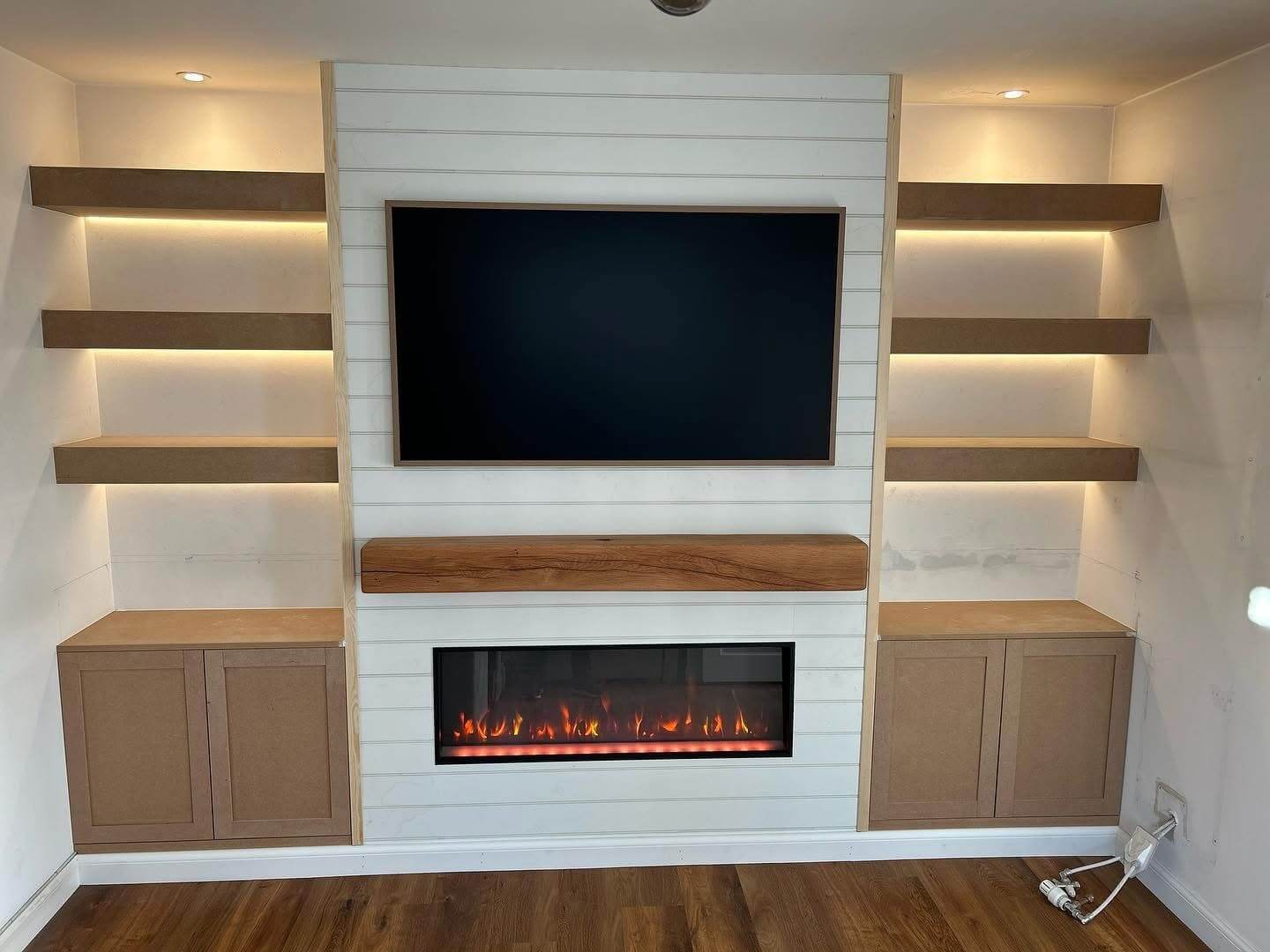 Media Walls installed in Edinburgh, featuring custom design, fireplaces and mood lighting